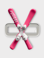 Poubel Poubel Charm, Print, Pink Skis Painted Enamel w/ Sterling Silver