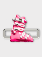 Poubel Poubel Charm, Print, Pink Ski Boot Painted Enamel w/ Sterling Silver