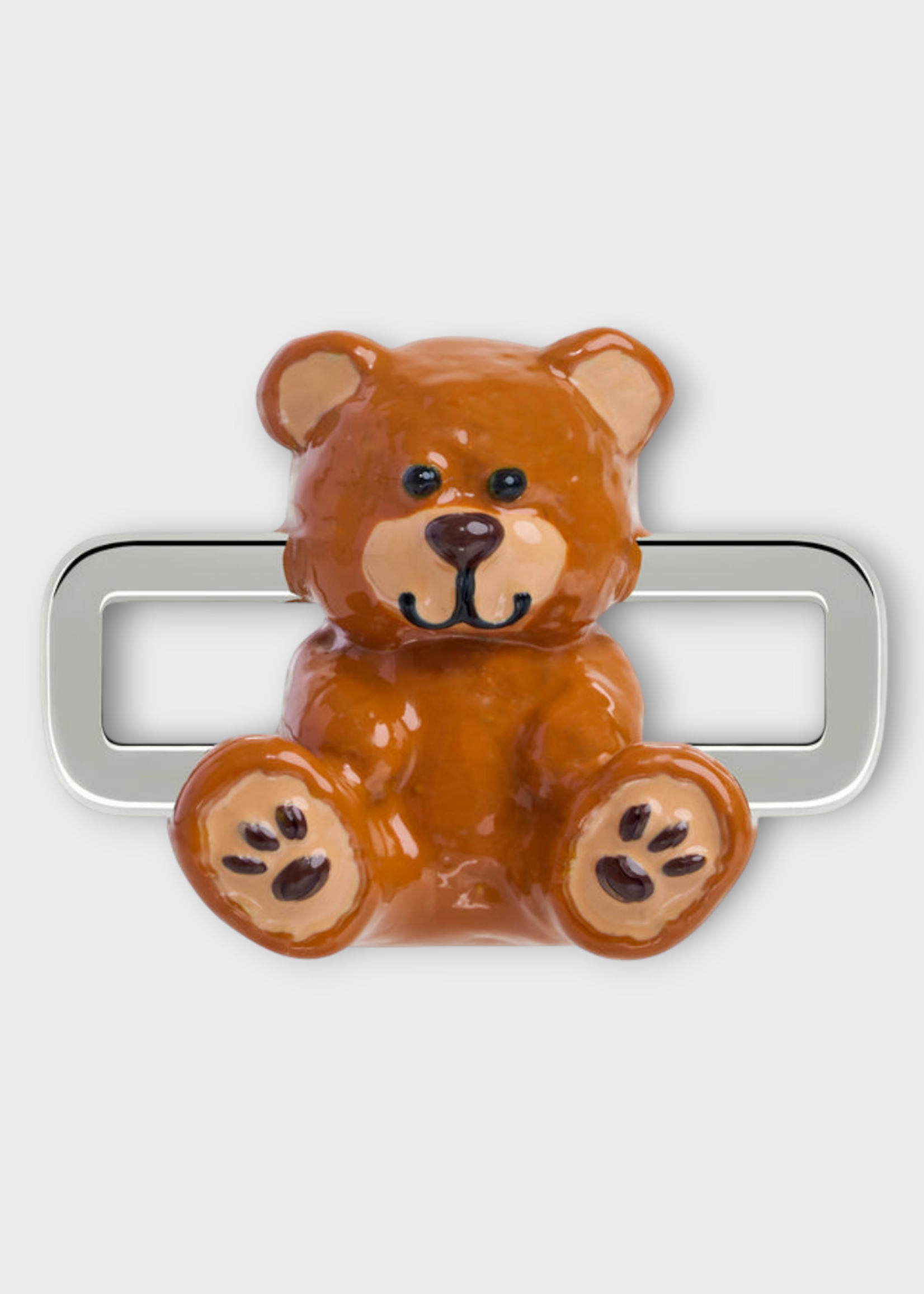 Poubel Poubel Charm, Print, Teddy Bear Painted Enamel w/ Sterling Silver