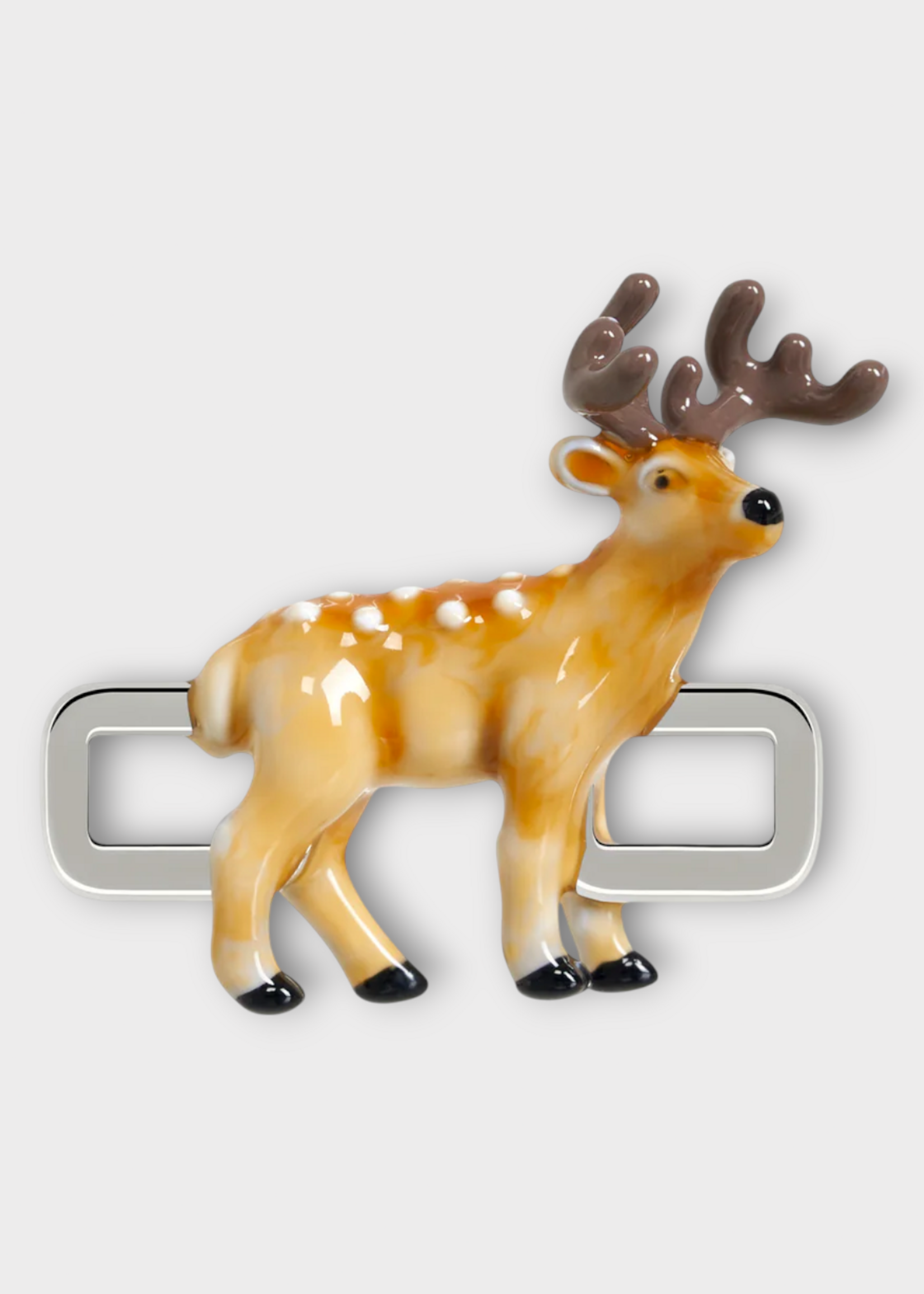 Poubel Poubel Charm, Print, Deer Painted Enamel w/ Sterling Silver