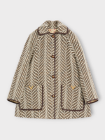 Valentino Valentino Coat, Multi, Wool Mix Mossi Collared Animalier Caban In Ivory & Brown
