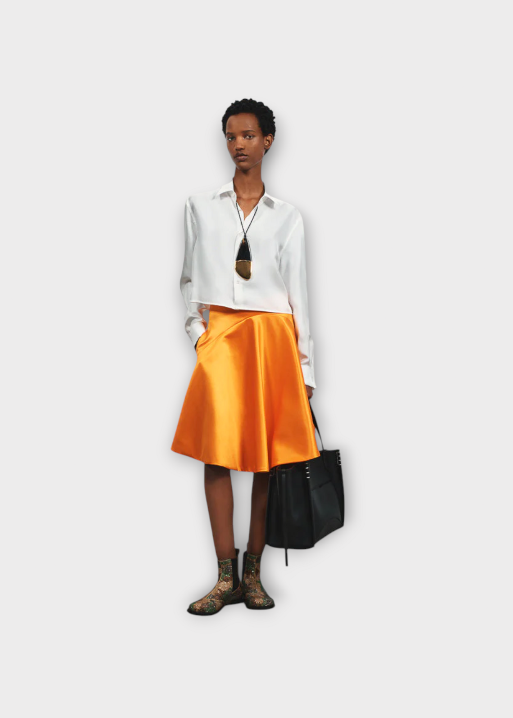 J.W. Anderson J.W.Anderson Shirt, White, Silk Cropped Shirt In Off White