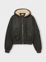J.W. Anderson J.W.Anderson Jacket, Green, Nylon Hooded Bomber Jacket In Dark Khaki
