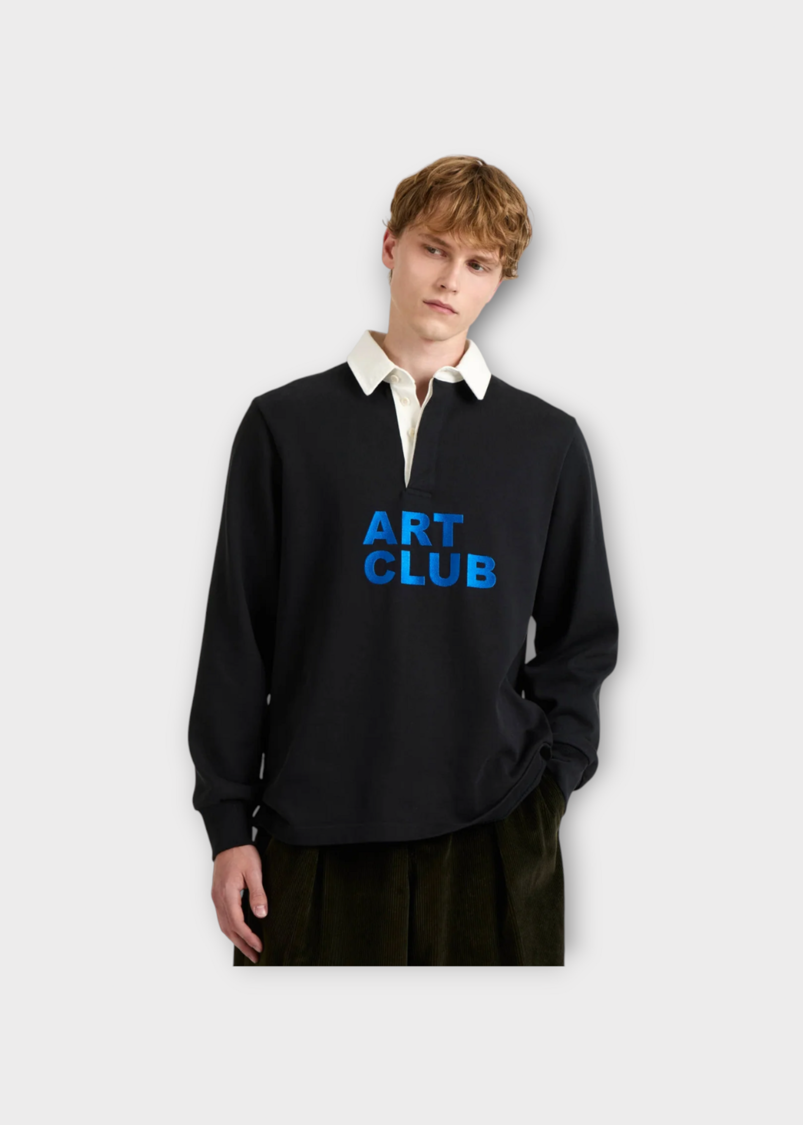 J.W. Anderson J.W.Anderson Polo, Black, Art Club Rugby Polo In Washed Black