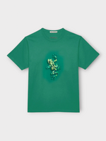 J.W. Anderson J.W.Anderson T-Shirt, Green, Cotton Crew Neck T-Shirt In Emerald w/ Jumping Frog Print