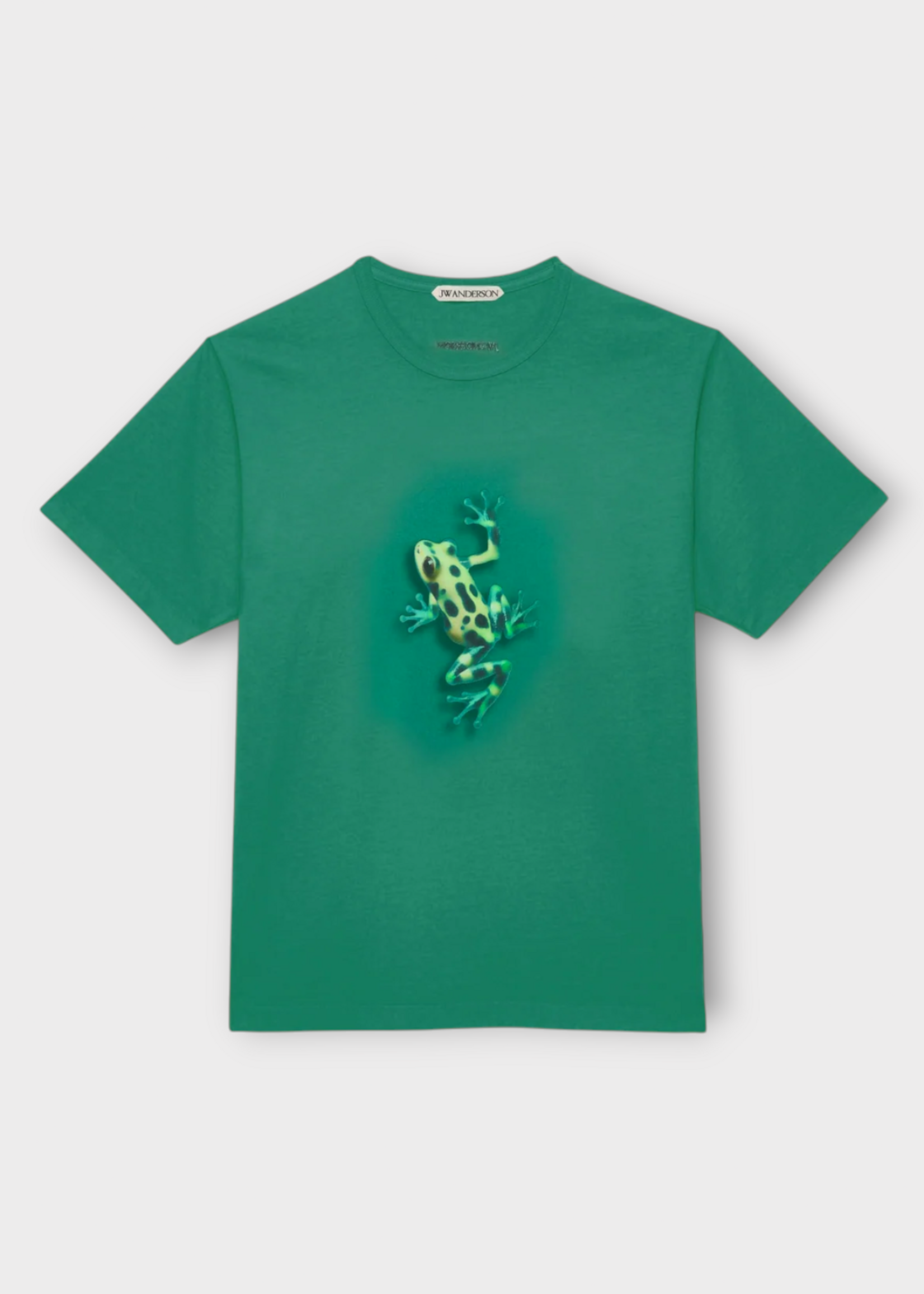 J.W. Anderson J.W.Anderson T-Shirt, Green, Cotton Crew Neck T-Shirt In Emerald w/ Jumping Frog Print