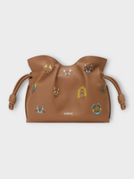 Loewe Loewe Bag, Brown, Mini Flamenco Leather Clutch Bag in Mocha w/ Cat Print x Louis Wain