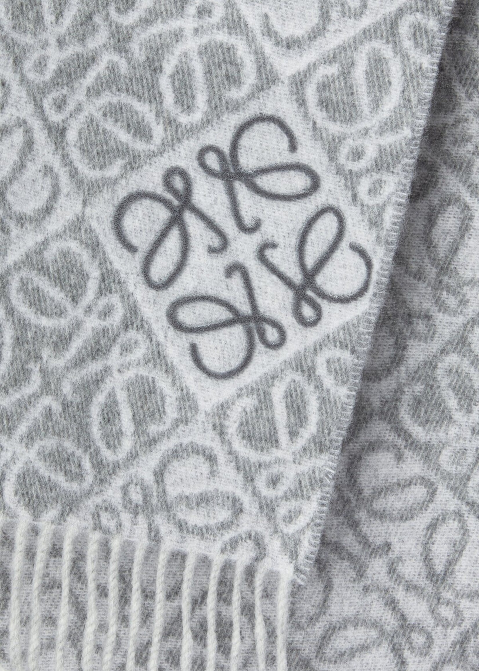 Loewe Loewe Scarf, Grey, Wool & Cashmere 38X180 Anagram Scarf In Grey