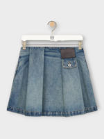 Loewe Loewe Skirt, Blue, Cotton Pleated Mini Skirt In Washed Denim