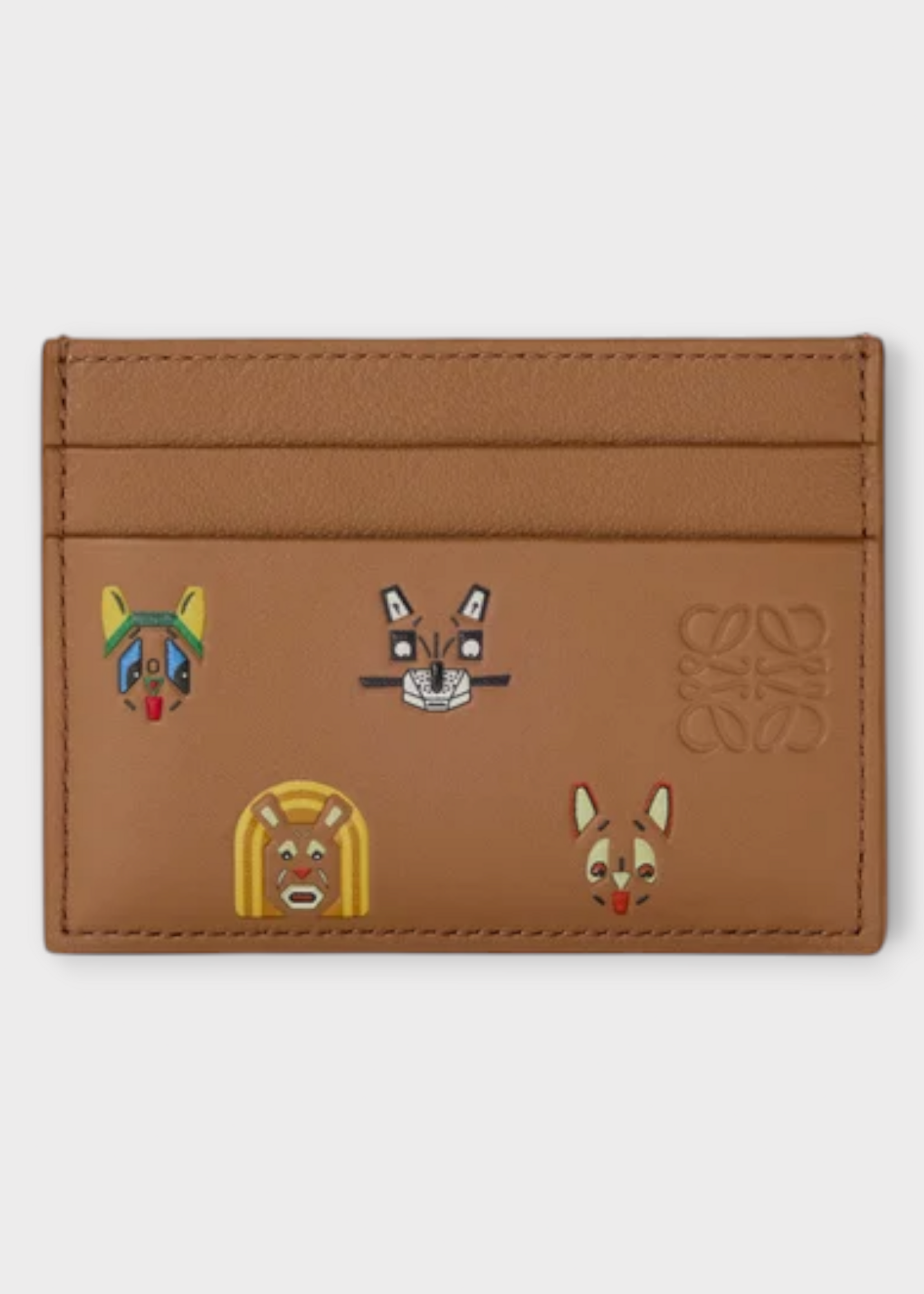 Loewe Loewe Wallet, Brown, Calf Leather Plain Cardholder In Mocha w/ Cat Print x Louis Wain