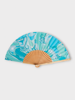 Pucci Pucci Accessory, Print, Cotton Hand Fan In Turquoise w/ Orchidee Print