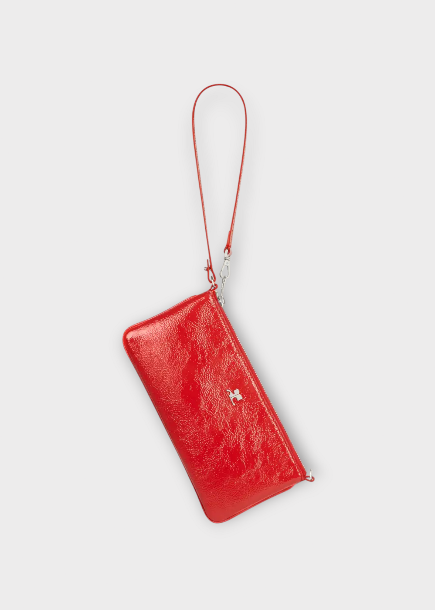Courreges Courreges Bag, Red, Zipped Naplack Pouch Shoulder Bag In Bright Red w/ Zip Closure