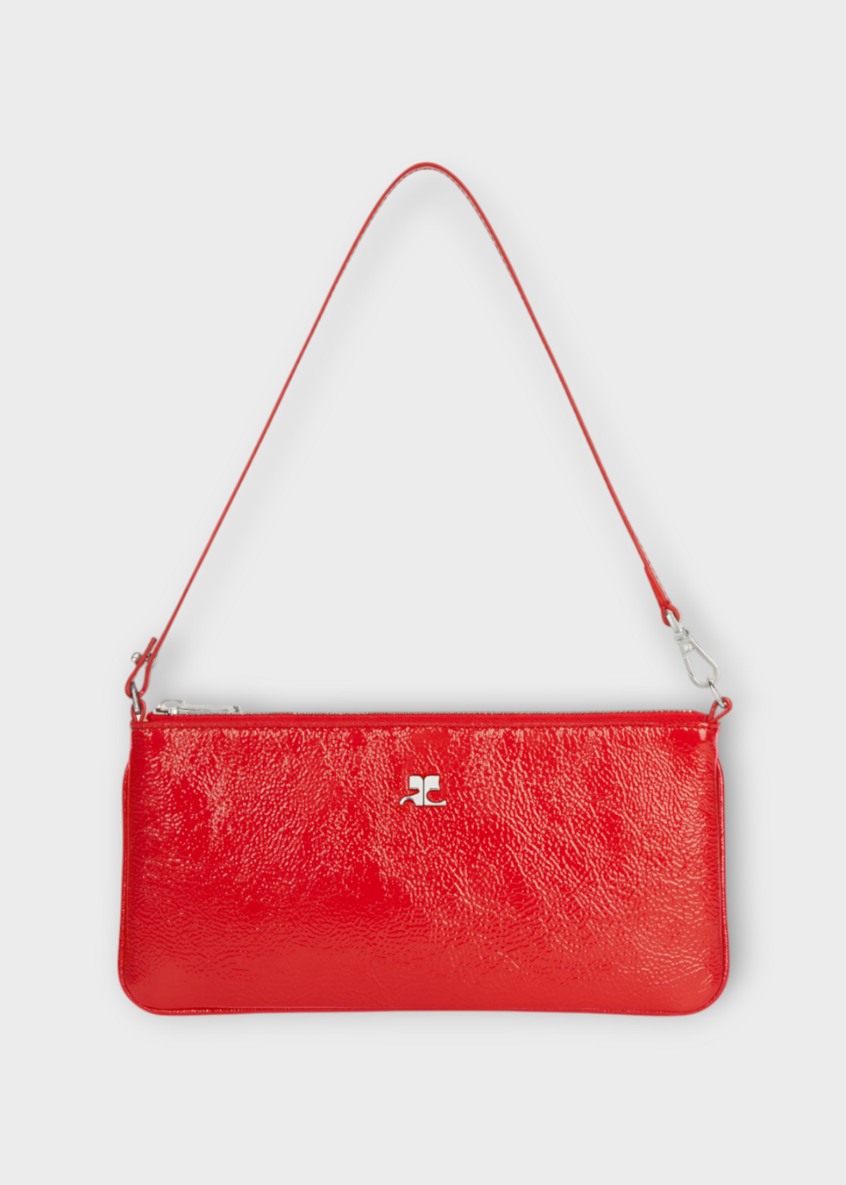 Courreges Courreges Bag, Red, Zipped Naplack Pouch Shoulder Bag In Bright Red w/ Zip Closure