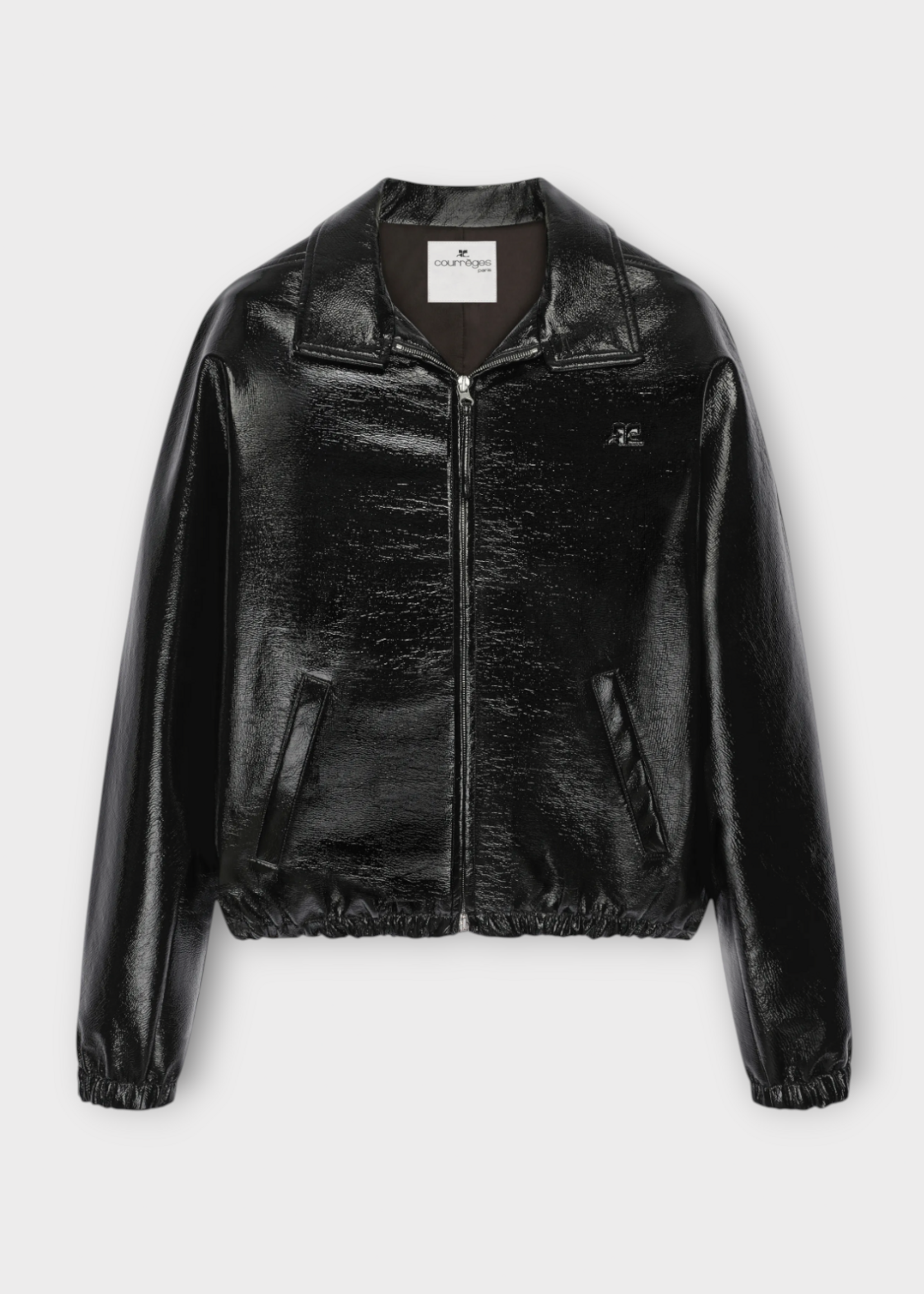 Courreges Courreges Jacket, Black, Collared Vinyl Zipped Bomber Jacket