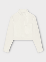 Courreges Courreges Shirt, White, Cotton Poplin High Neck Buckle Collar Shirt In Heritage White