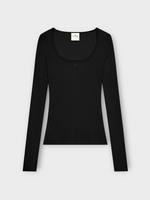 Courreges Courreges Top, Black, Long Sleeve Heritage Ribbed Knit Top