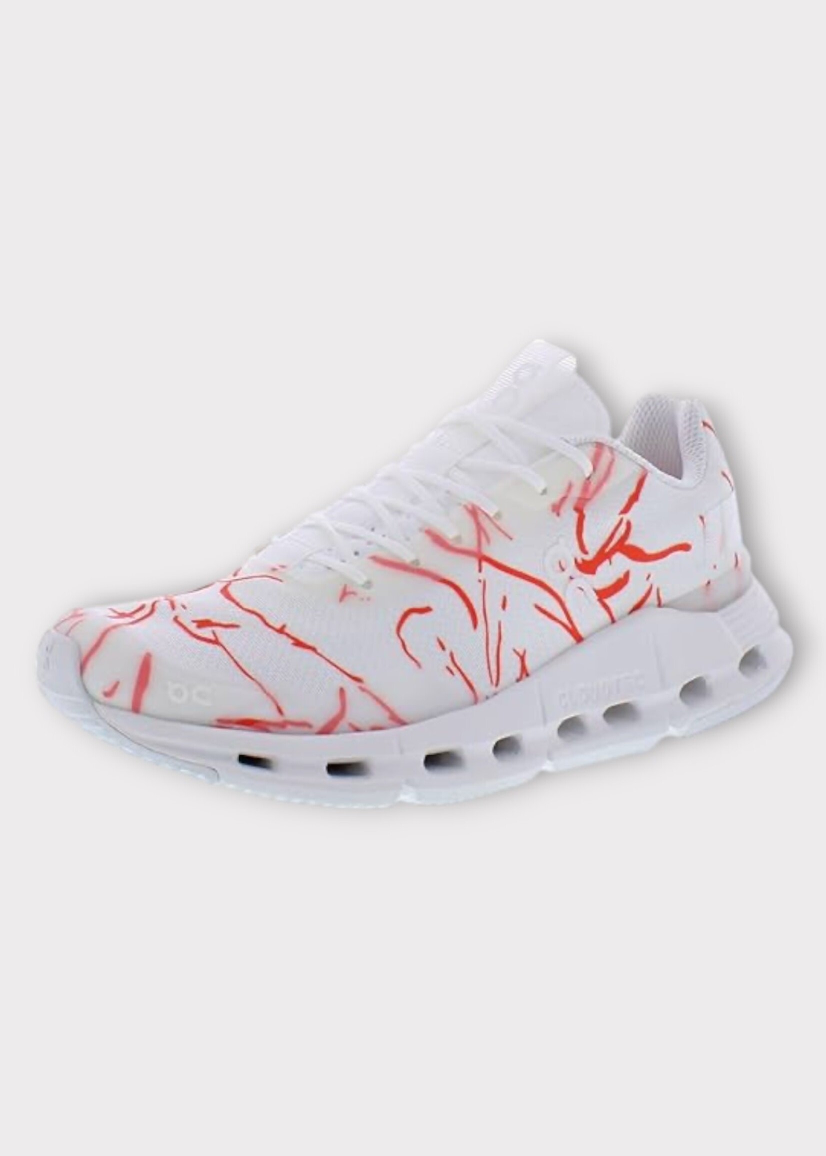 On On Sneakers, Print, Cloudnova Form Women Undyed in White & Red w/ Pamela Rosenkranz Print x Tasoni Exclusive