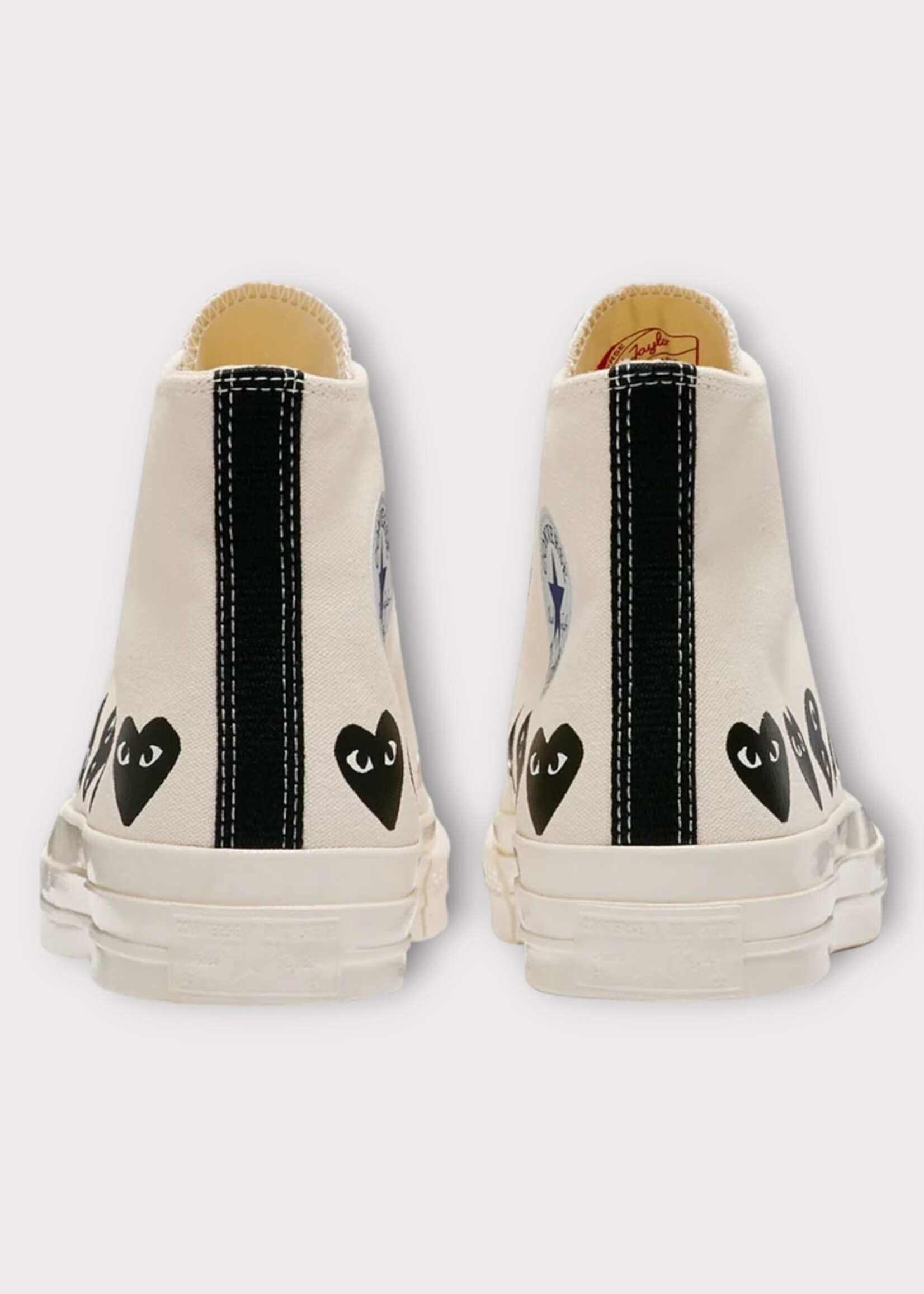 Comme des Garcons Play Comme des Garcons Play Sneakers, Beige, High Top Chuck Taylor Play Converse w/ Multi Black Heart Logo
