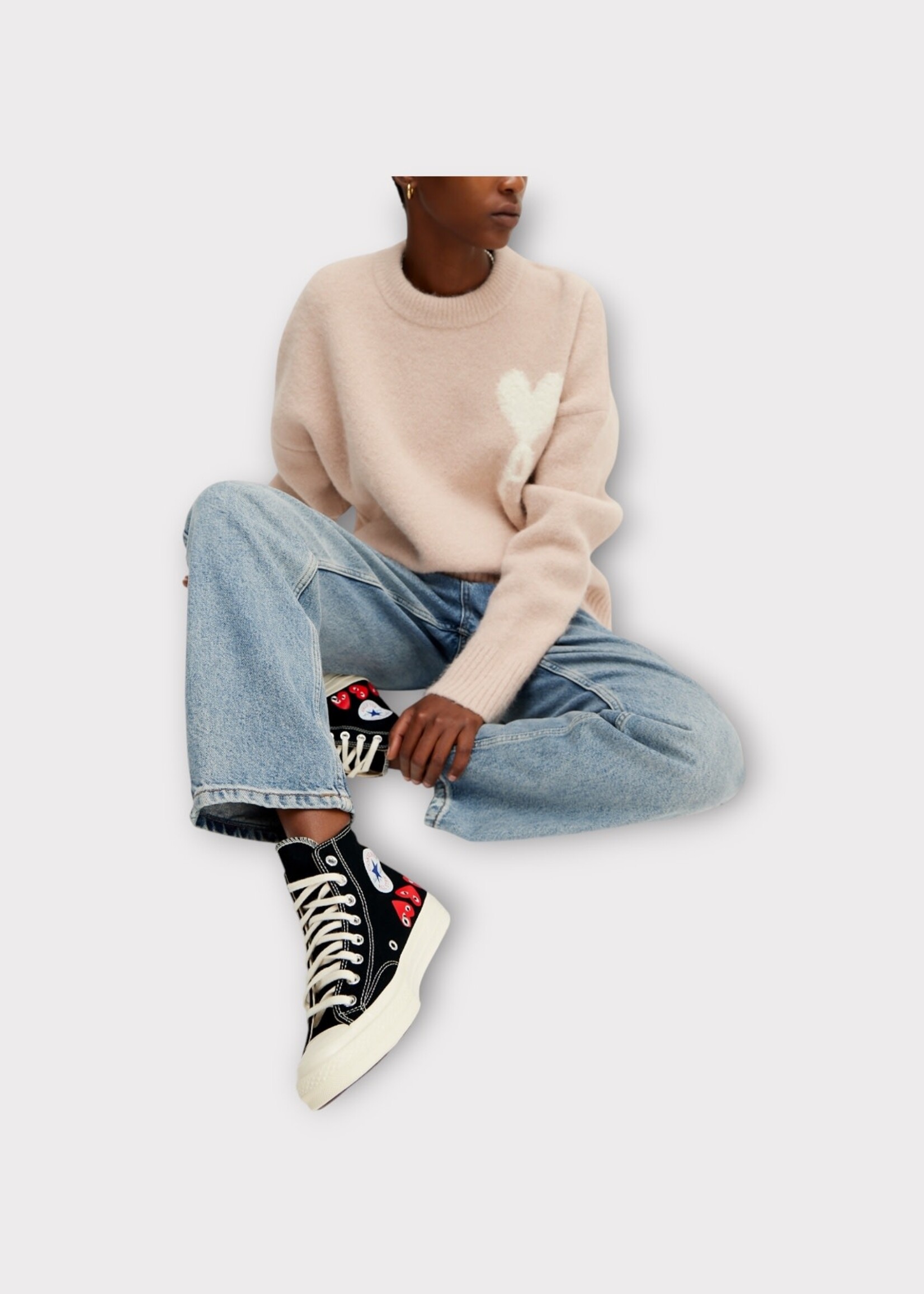 Comme des Garcons Play Comme des Garcons Play Sneakers, Black, High Top Chuck Taylor Play Converse w/ Multi Red Heart Logo