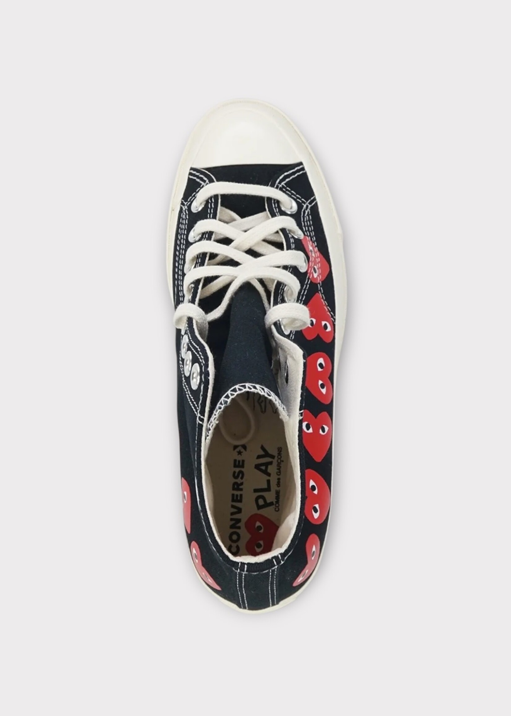 Comme des Garcons Play Comme des Garcons Play Sneakers, Black, High Top Chuck Taylor Play Converse w/ Multi Red Heart Logo