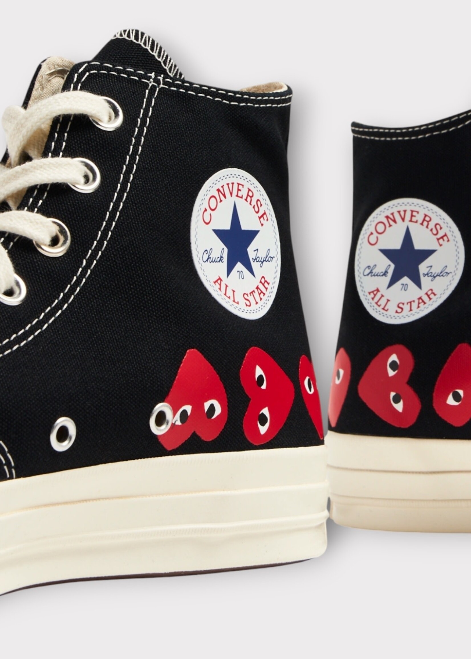 Comme des Garcons Play Comme des Garcons Play Sneakers, Black, High Top Chuck Taylor Play Converse w/ Multi Red Heart Logo