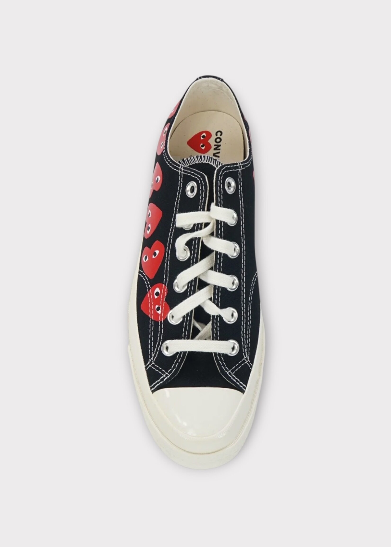 Comme des Garcons Play Comme des Garcons Play Sneakers, Black, Low Top Chuck Taylor Play Converse w/ Multi Red Heart Logo