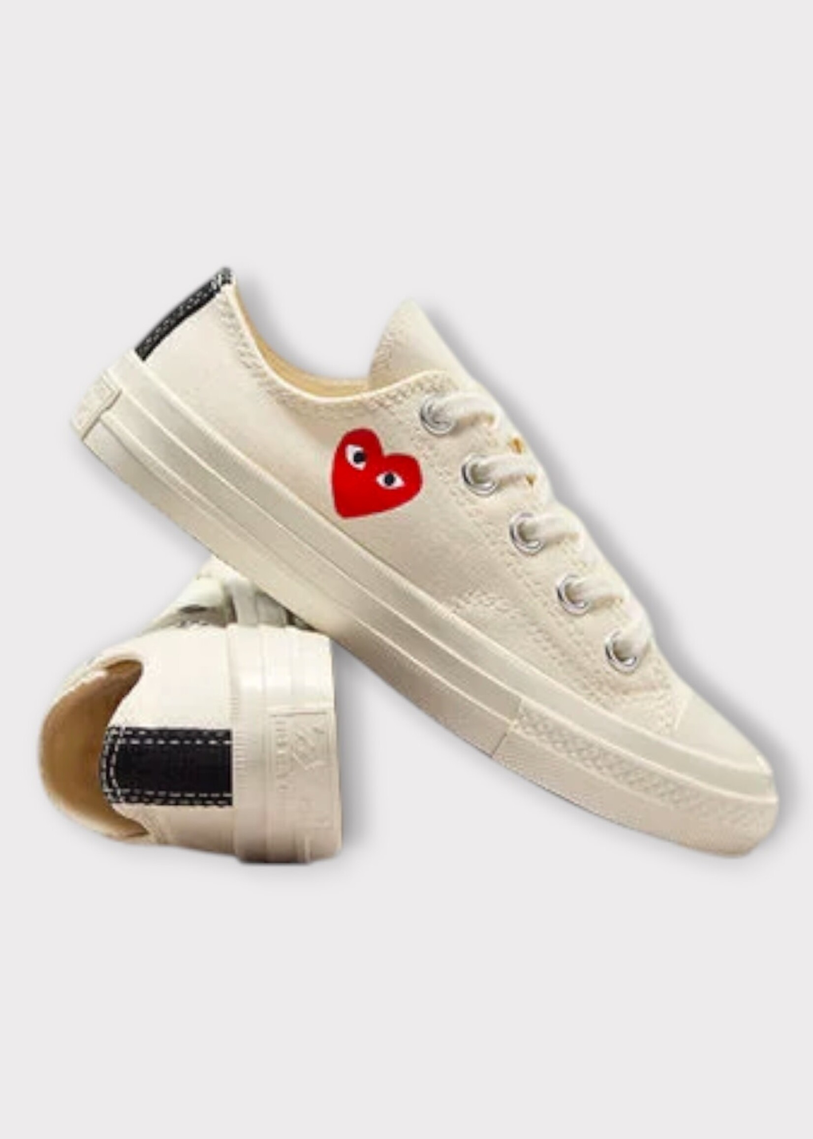 Comme des Garcons Play Comme des Garcons Play Sneakers, White, Low Top Chuck Taylor Play Converse w/ Small Red Heart Logo