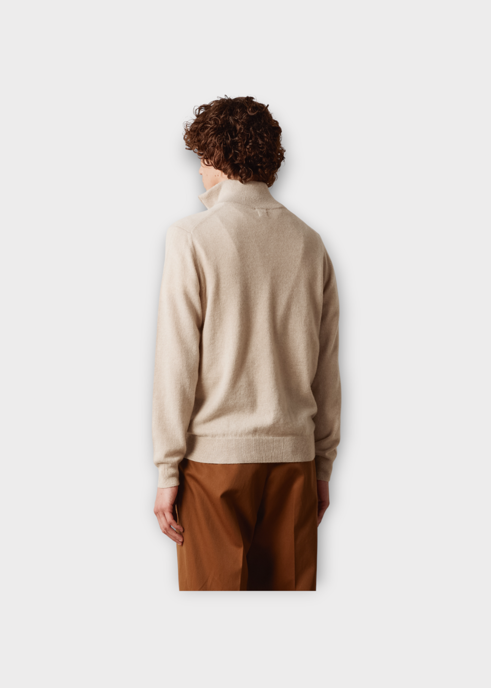 Massimo Alba Massimo Alba Knitwear, Beige, Liam Cashmere Half Zipped Sweater In Sesame