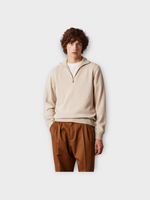 Massimo Alba Massimo Alba Knitwear, Beige, Liam Cashmere Half Zipped Sweater In Sesame