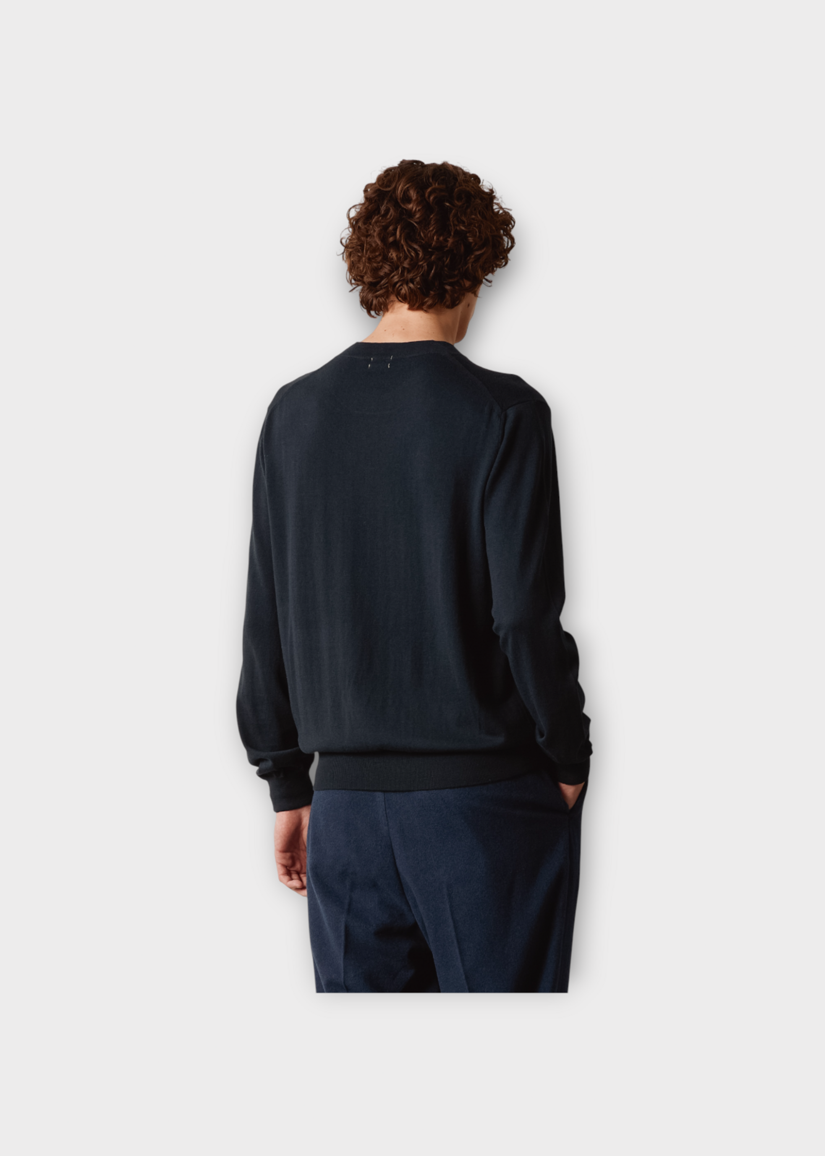 Massimo Alba Massimo Alba Knitwear, Blue, Brad Cotton & Wool Crew Neck Long Sleeve Sweater In Dark Blue