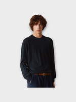 Massimo Alba Massimo Alba Knitwear, Blue, Brad Cotton & Wool Crew Neck Long Sleeve Sweater In Dark Blue