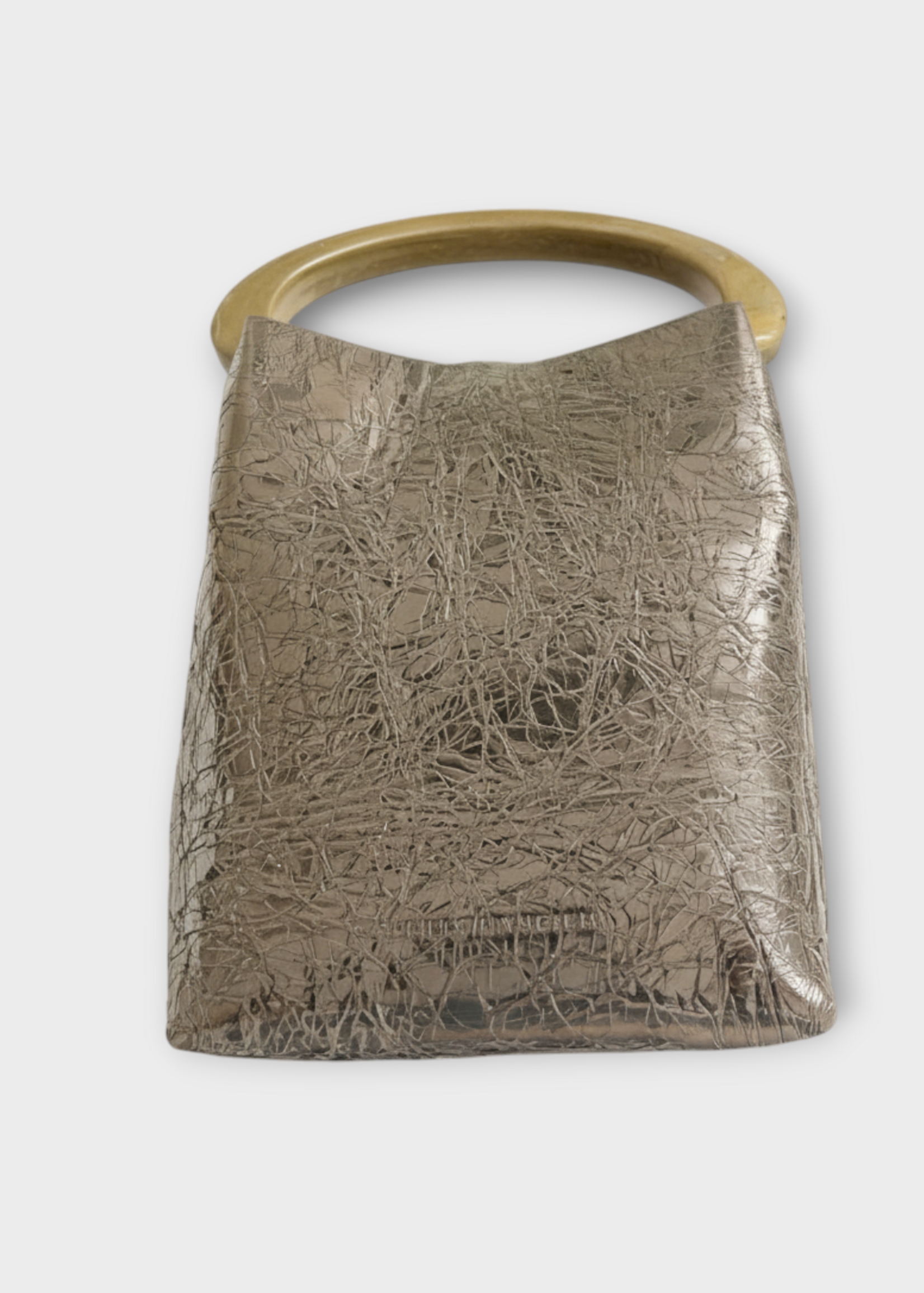 Dries Van Noten Dries Van Noten Bag, Silver, Crisp Lamb Leather Top Handle Silver Bag w/ Shoulder Strap