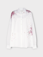 Dries Van Noten Dries Van Noten Shirt, White, Casia Red Sequin Embroidered Oversized Shirt