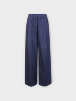 Dries Van Noten Dries Van Noten Jeans, Blue, Pila Cotton Denim Wide Leg Elastic Waist Pants In Indigo