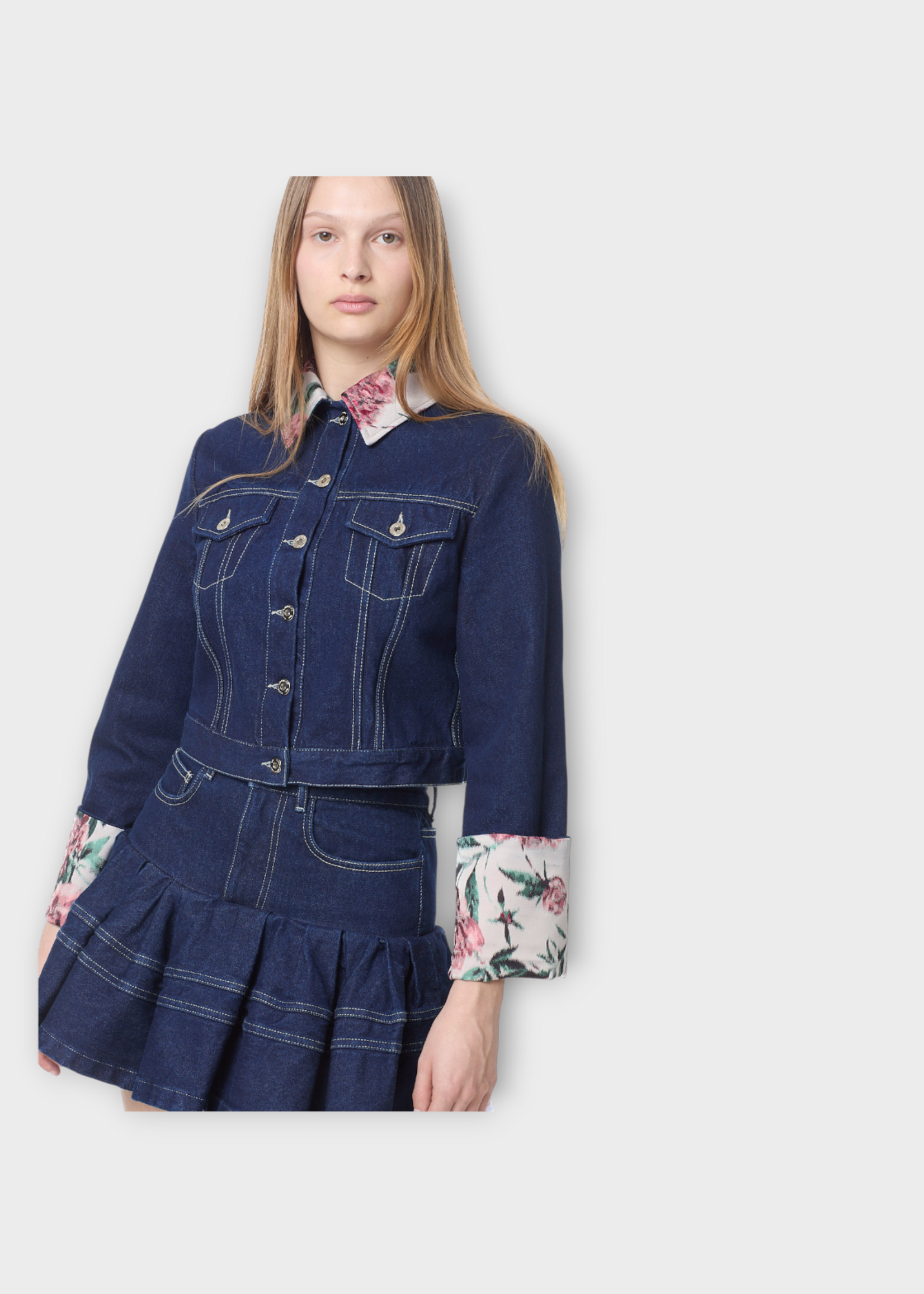 Marques' Almeida Marques' Almeida Jacket, Blue, Cotton Denim Jacket In Blue w/ Brocade Cuff