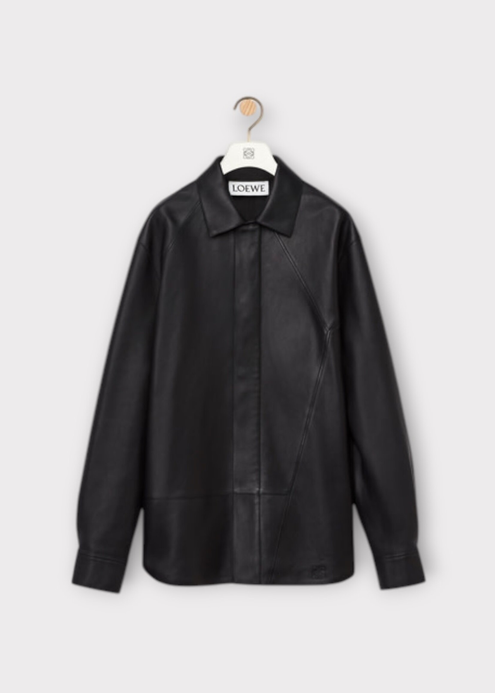 Loewe Loewe Shirt, Black, Puzzle Lamb Leather Collared Button Up Shirt In Black