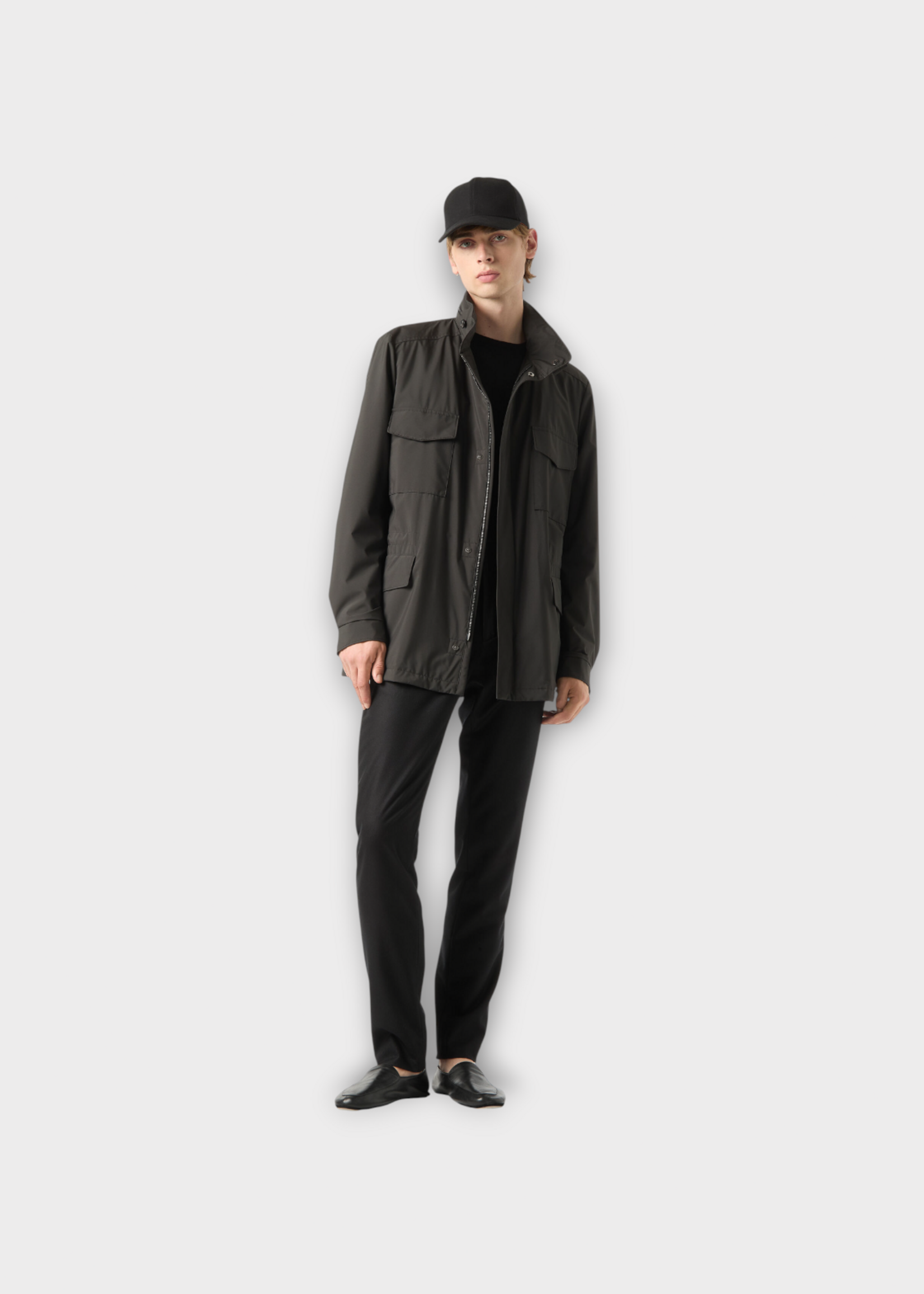 Loro Piana Loro Piana Jacket, Grey, Traveller Field Regual Fit Windmate Storm Jacket In Onyx