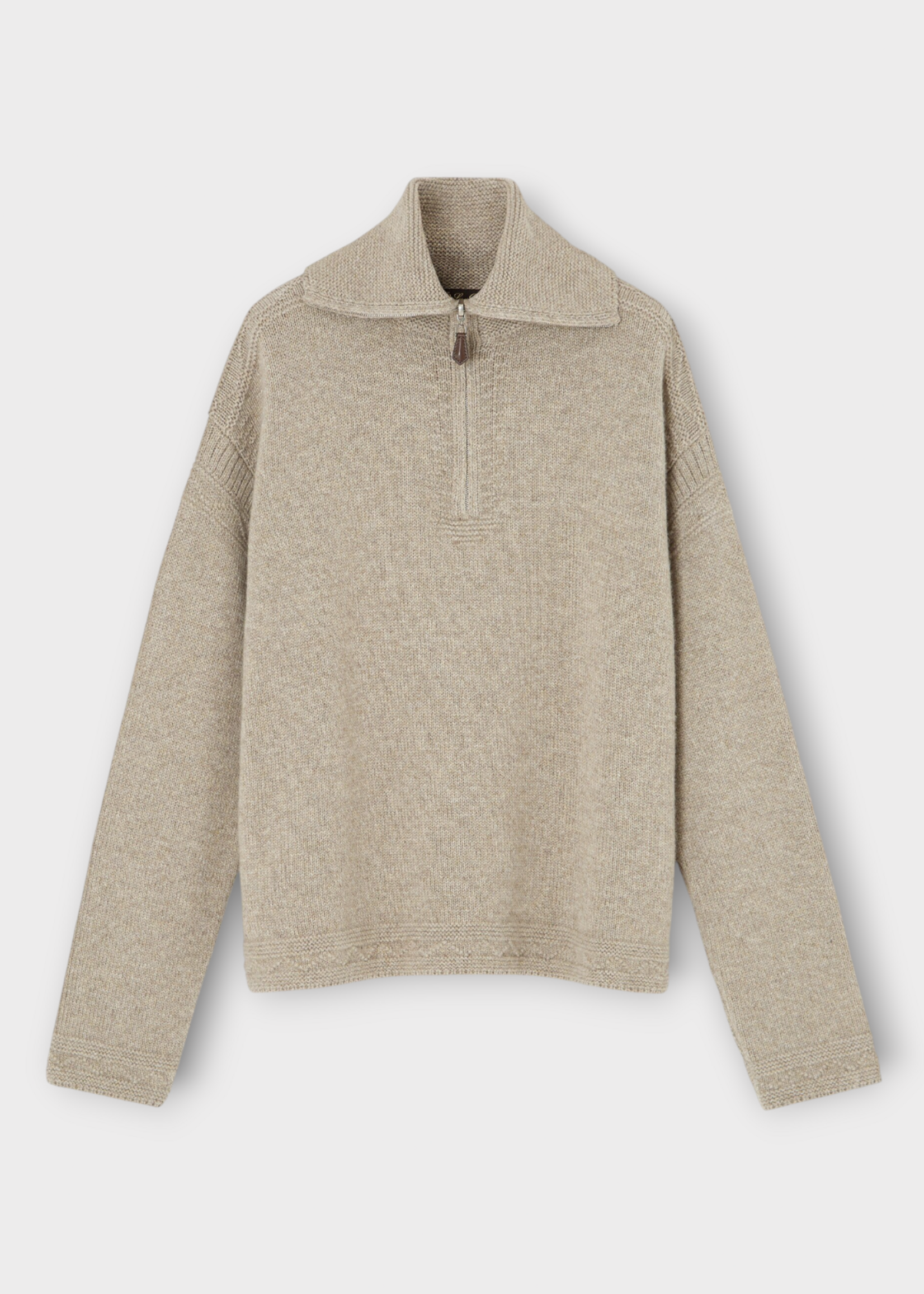 Loro Piana Loro Piana Knitwear, Beige, Carezza Cashmere Half Neck Sweater 5 In Beige