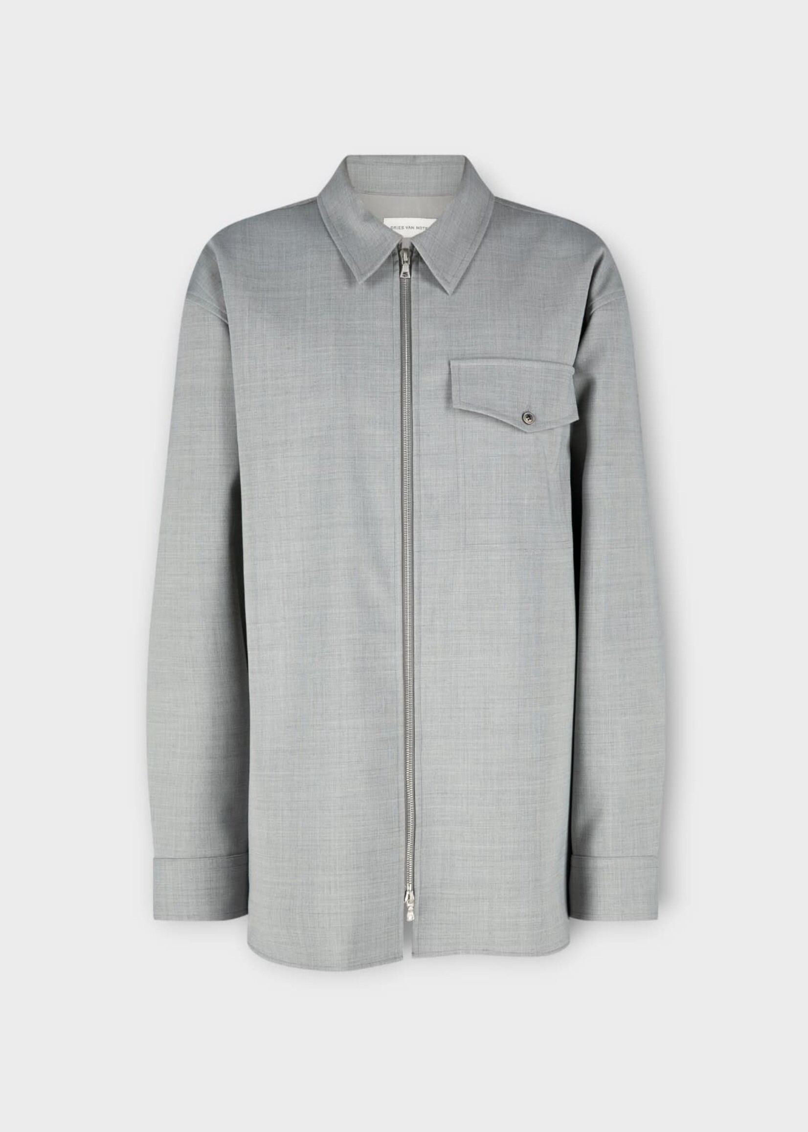 Dries Van Noten Dries Van Noten Shirt, Grey, Wool Croomson Shirt w/ Chest Pocket