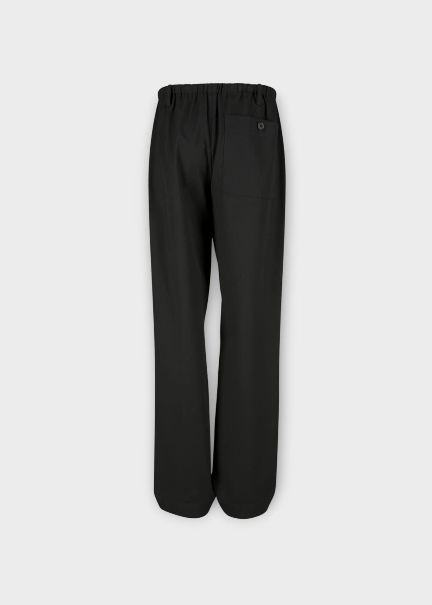Dries Van Noten Dries Van Noten Trousers, Black, Cotton Hamer Wide Leg Elastic Waist Sweat Pants