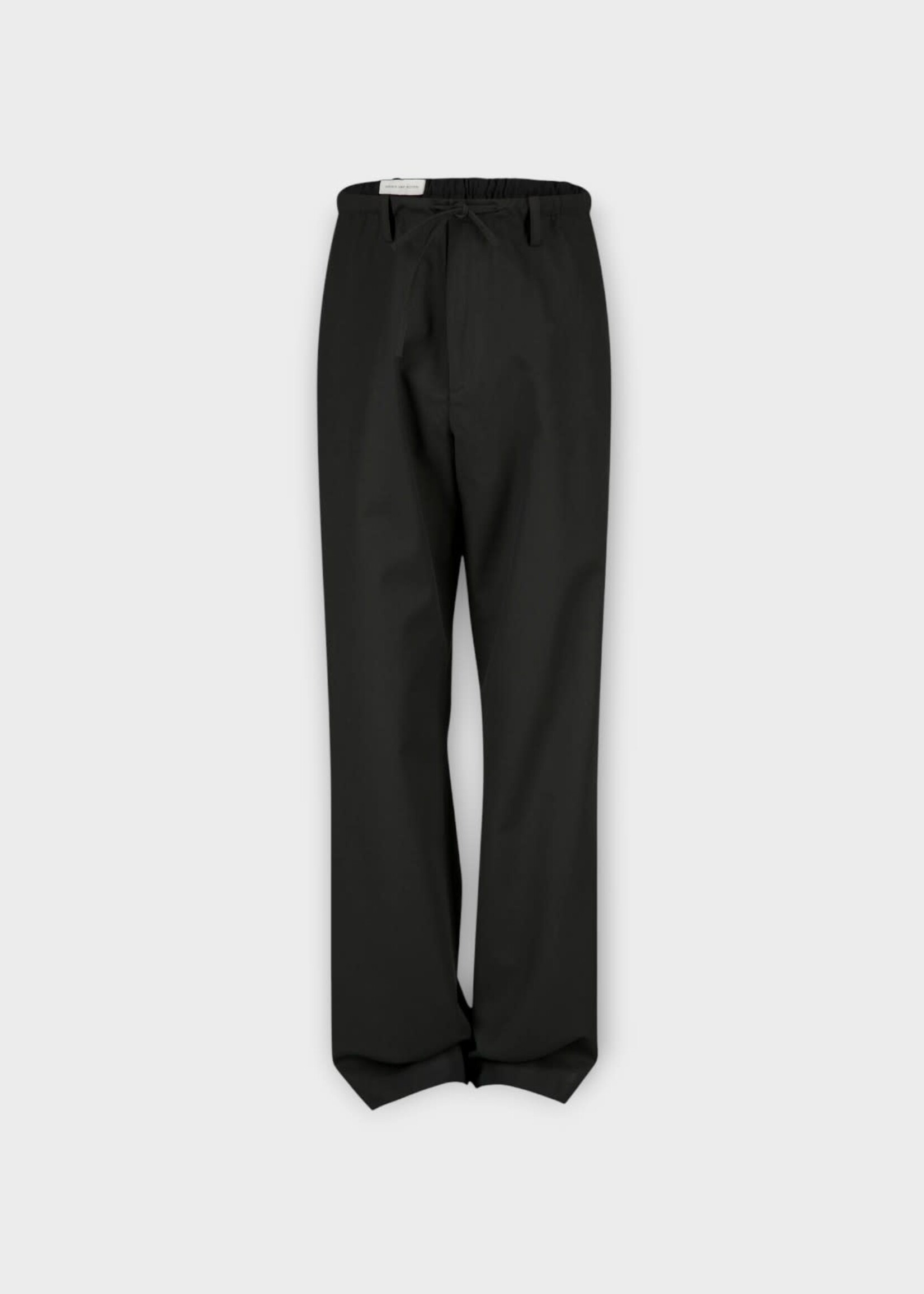 Dries Van Noten Dries Van Noten Trousers, Black, Cotton Hamer Wide Leg Elastic Waist Sweat Pants