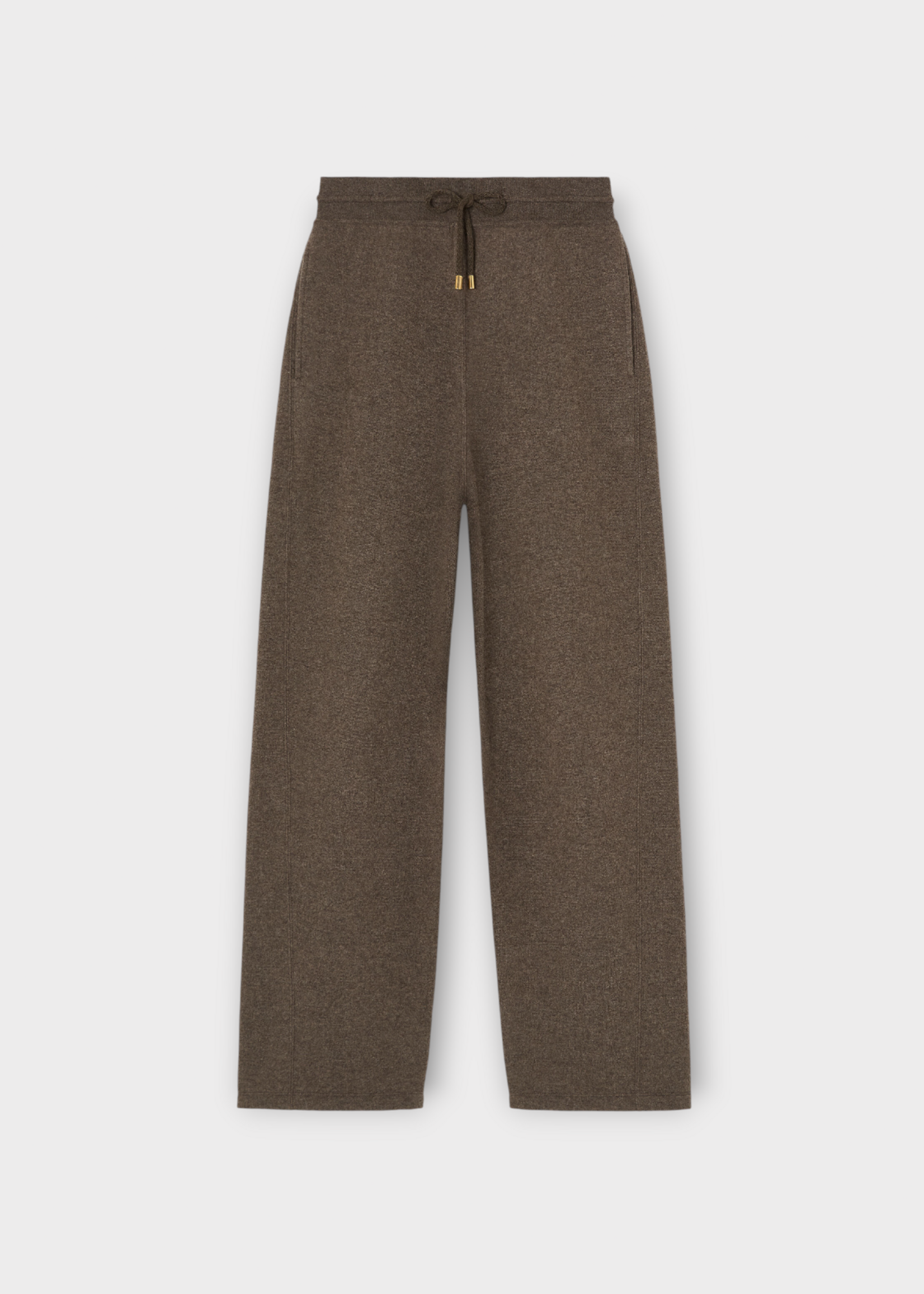 Loro Piana Loro Piana Trousers, Brown, Acacia Cashmere & Cotton Drawstring Waist In Coffee Quartz Melange