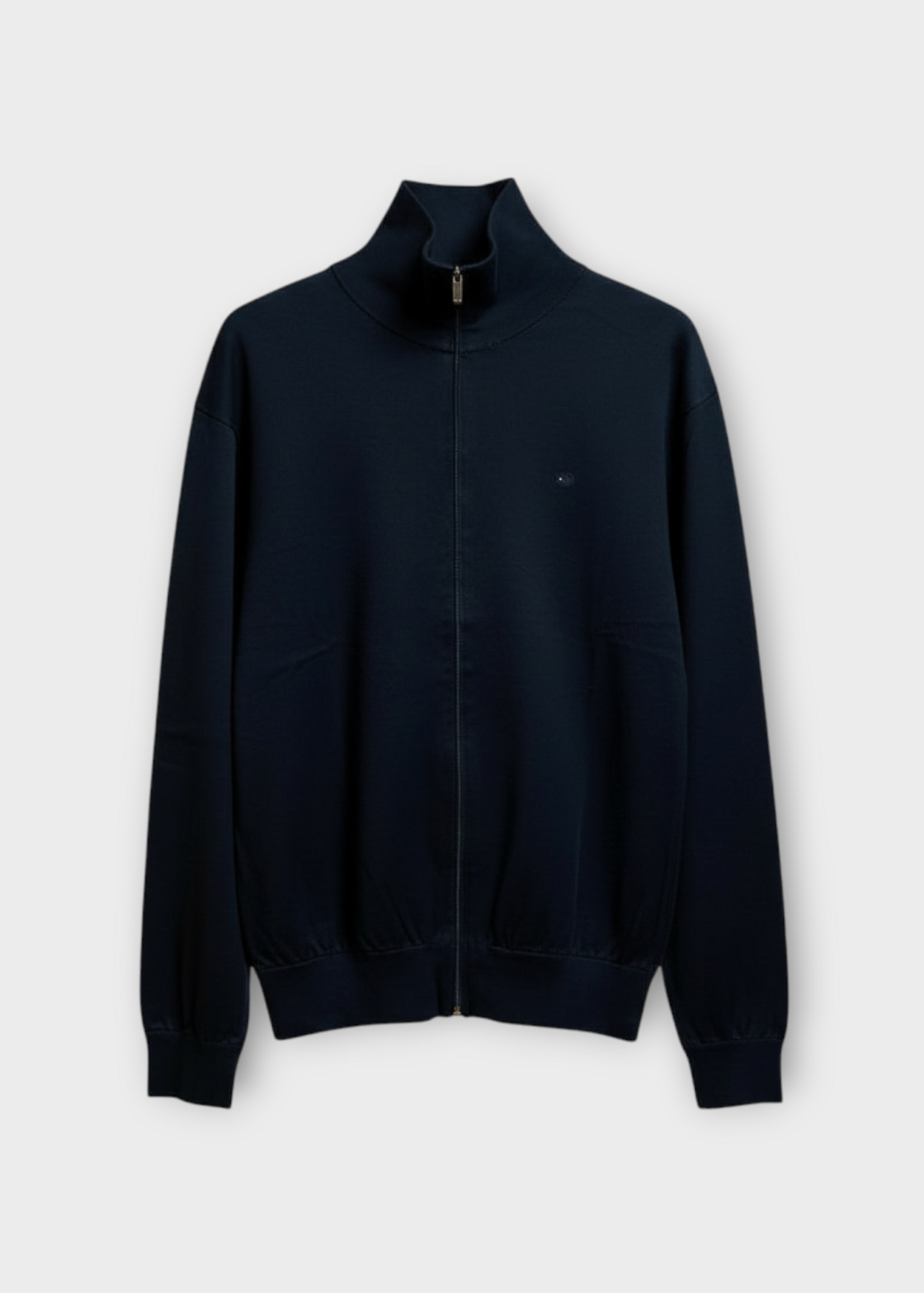 Massimo Alba Massimo Alba Knitwear, Blue, Noel Wool & Cotton Bomber Sweater in Dark Blue