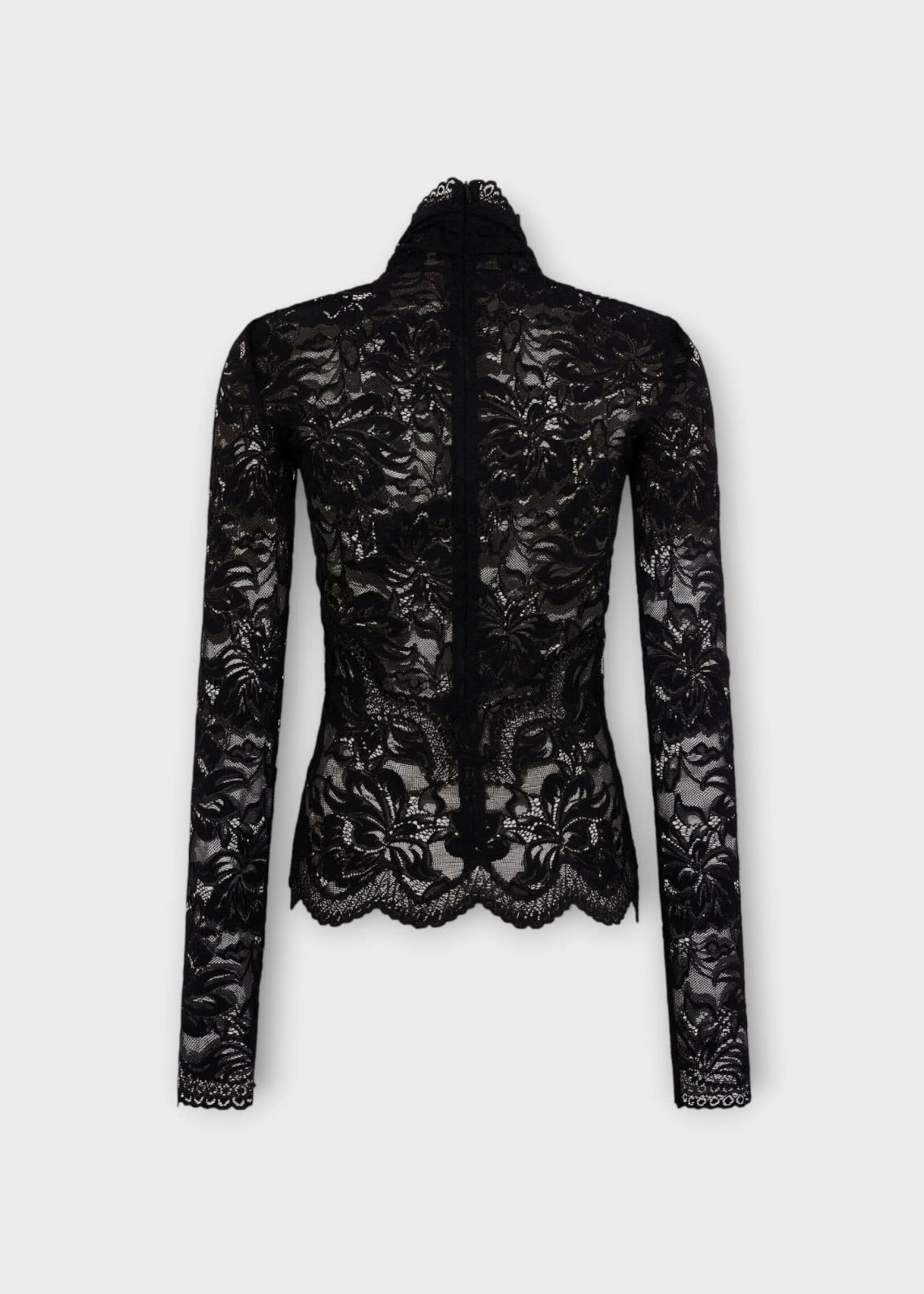 Rabanne Rabanne Top, Black, Lace Long Sleeve Top In Black w/ Cut Out Details