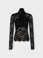 Rabanne Rabanne Top, Black, Lace Long Sleeve Top In Black w/ Cut Out Details