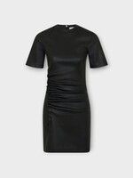 Rabanne Rabanne Dress, Black, Lambskin Crew Neck Short Sleeve Mini Dress In Black w/ Snap Button Details