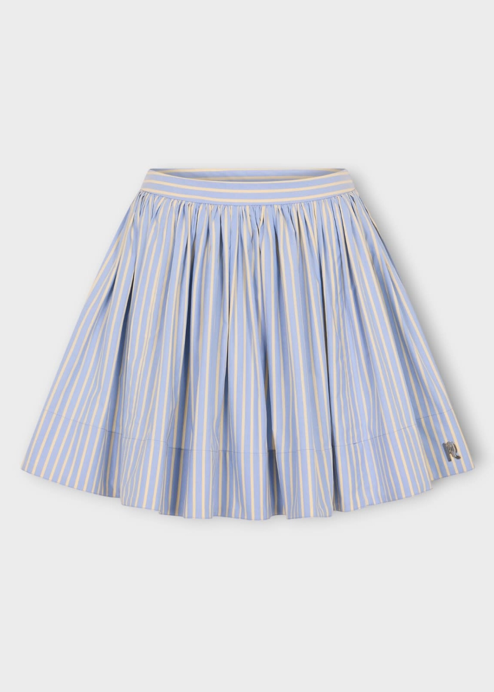Rabanne Rabanne Skirt, Print, Cotton Rayee Mini Skirt In Yellow w/ Blue Stripes