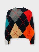 J.W. Anderson J.W. Anderson Knitwear, Navy, Lambswool Crew Neck Jumper In Navy & Multicolour X Pringle