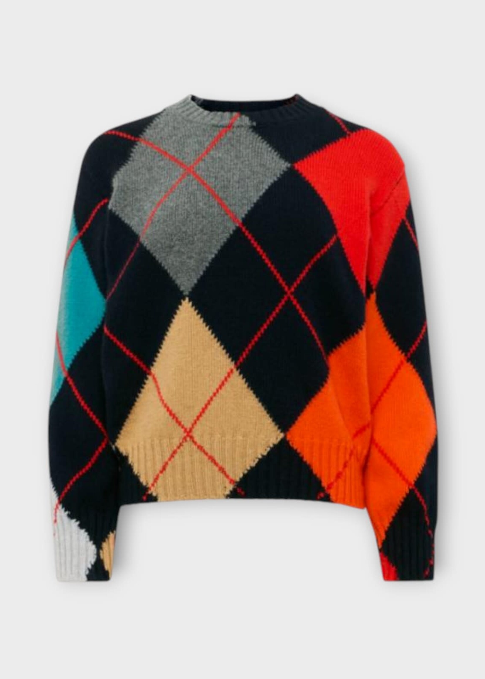 J.W. Anderson J.W. Anderson Knitwear, Navy, Lambswool Crew Neck Jumper In Navy & Multicolour X Pringle