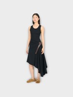 Loewe Loewe Dress, Black, Tank Asymmetric Draped Dress In Black w/ Side Leather Belt